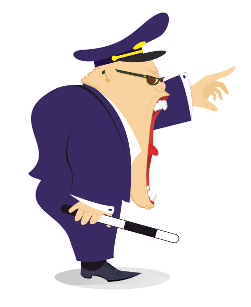 Shouting traffic police Colorful cartoon traffic police officer traffic police stock illustrations