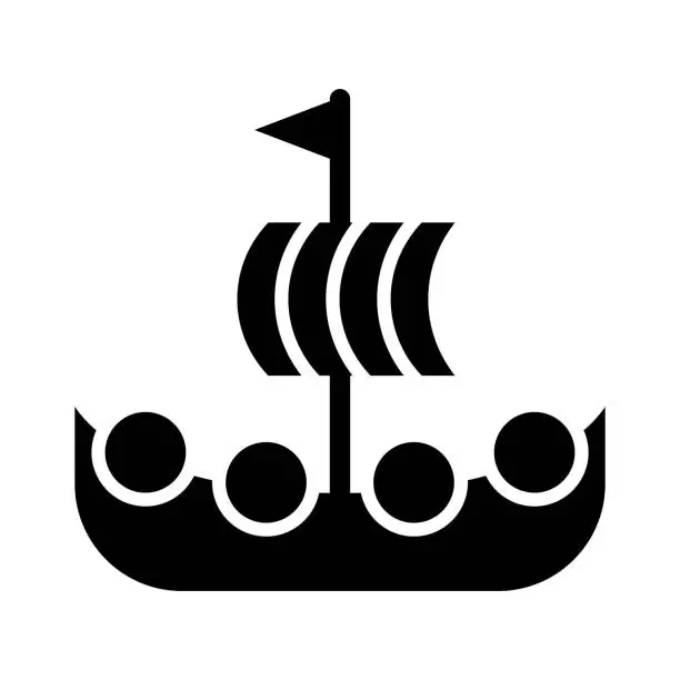 Vector illustration of Viking Ship Vector Glyph Icon For Personal And Commercial Use.