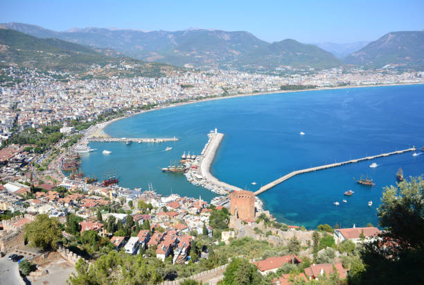 istock Alanya town with mountains and sea, topview 1492581817