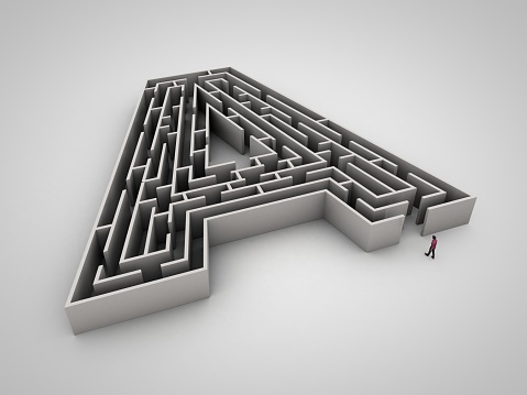 A-shaped maze with a man entering