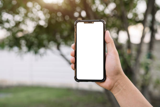istock Man holding smartphone, close-up of hands. Space for text. 1492582260