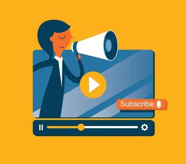 Vector illustration of Video Subscription - Businesswoman