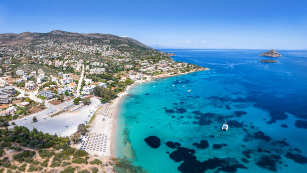istock Panoramic aerial view of the beach at Agios Spiridonas 1492584964
