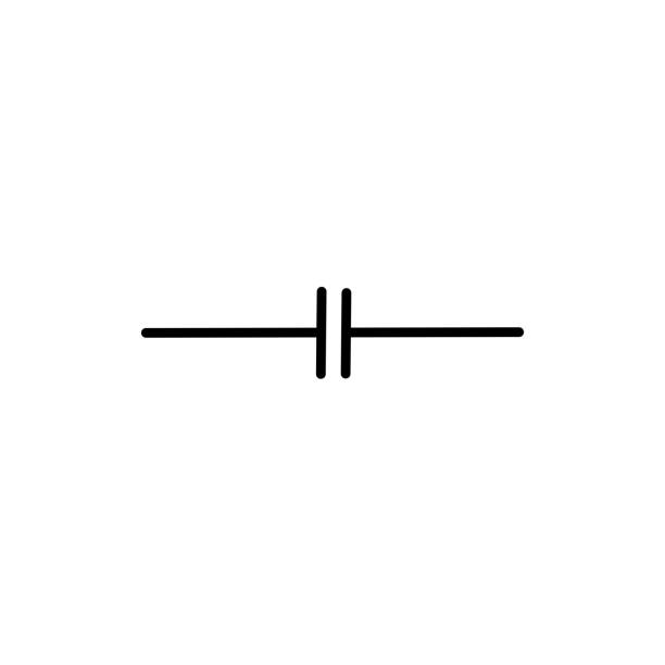 capacitor electronics part vector capacitor electronics part vector logo symbol on black white background silhouette of electrical fuse stock illustrations