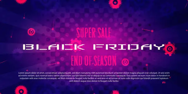 Vector illustration of Seasonal sales concept in realistic style. Black Friday. Creative abstract color background with discount and place for text. Template for application, online store.