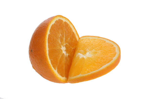 Oranges and slices on white background