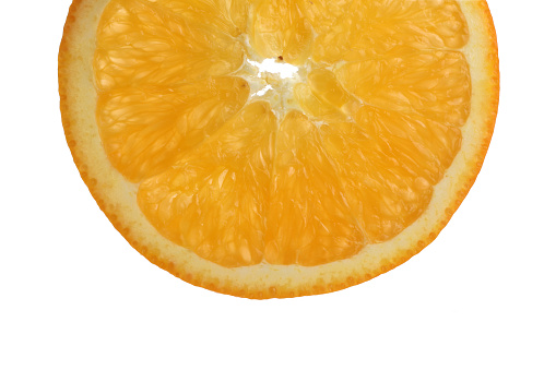 Oranges and slices on white background