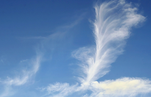 Tenues nubes verticales Cirrus en un cielo azul brillante de verano photo