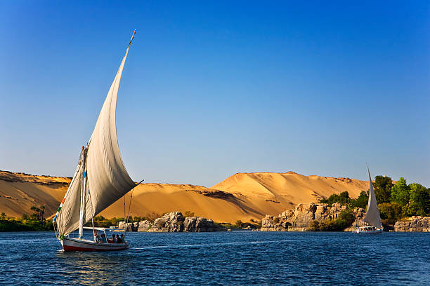 Felucca Nile cruise Egypt. The Nile at Aswan felucca boat stock pictures, royalty-free photos & images