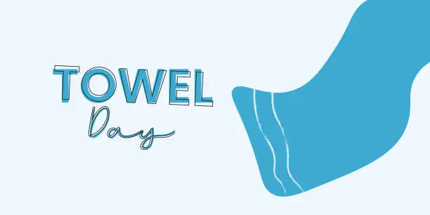 Vector illustration of Towel Day with blue towel. Abstract background design. Isolated on white background.