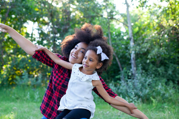 istock Mother and daughter flying 1492609413