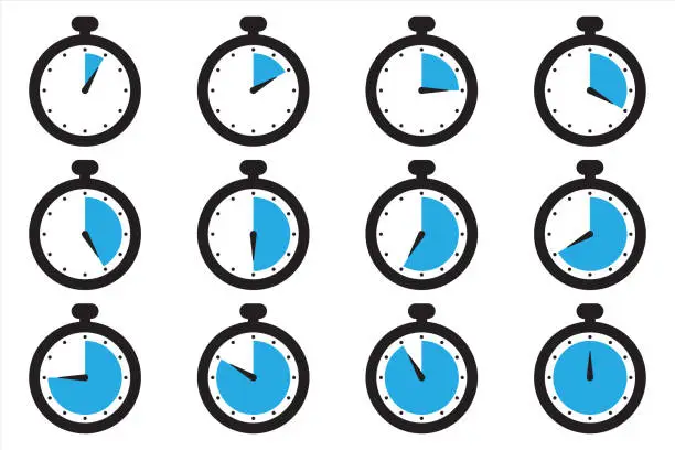 Vector illustration of Timer watch icon set simple design