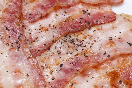 Grilled bacon with black pepper for a simple breakfast item image