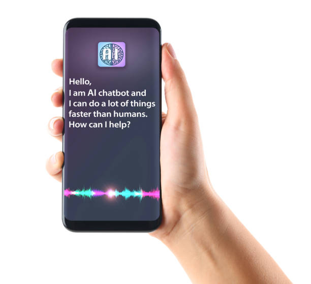 AI chatbot on smart phone screen stock photo