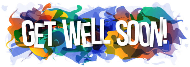 stockillustraties, clipart, cartoons en iconen met ''get well soon!'' sign on the colorful abstract background - beterschap