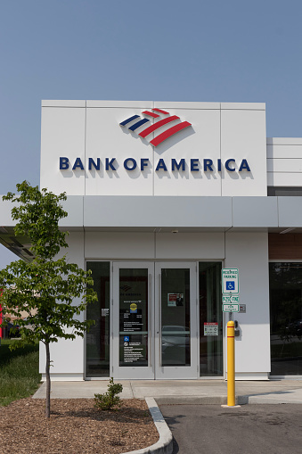 Indianapolis - Circa May 2023: Bank of America investment bank and loan branch. Bank of America is also known as BofA or BAC.