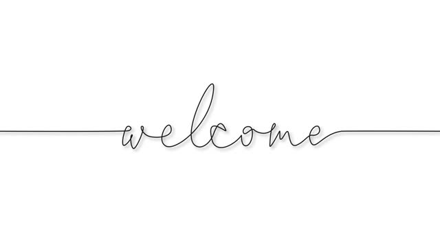 animated single line drawing of word WELCOME