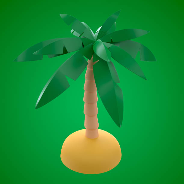 istock Palm tree with green leaves on the sand 3d illustration. 1492635284