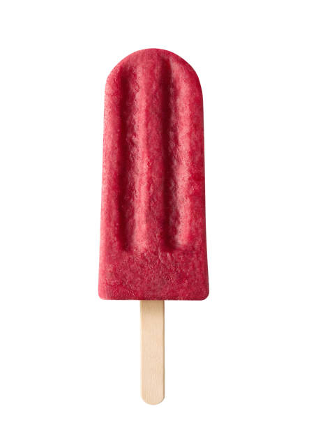 Bright red fruit and berry popsicle on white background