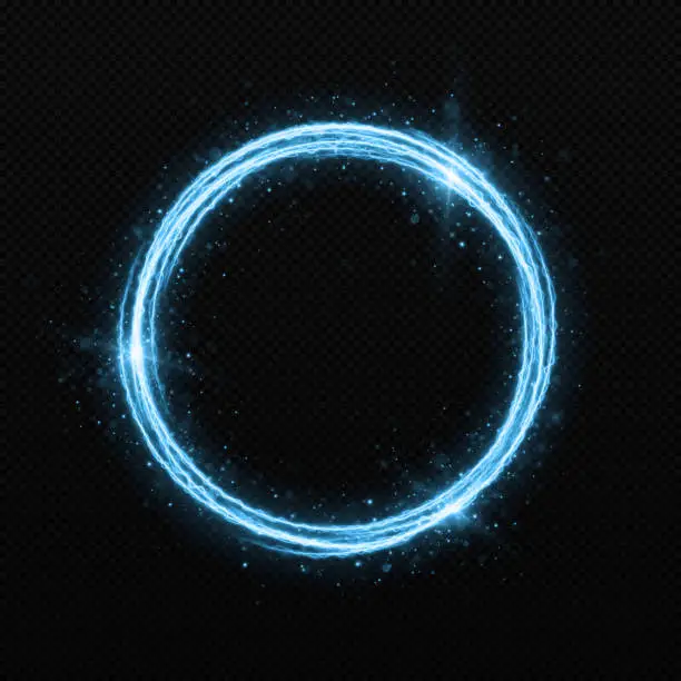 Vector illustration of Circle rings with fire effects. Fiery burning ring.