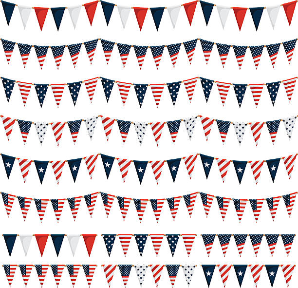 usa party bunting horizontally seamless united states of america party bunting pack, created in illustrator cs3 american flag bunting stock illustrations