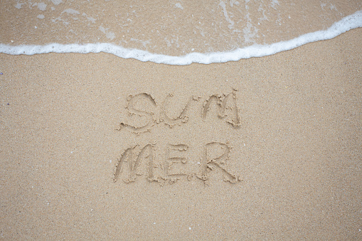 No - handwritten on the soft beach sand.