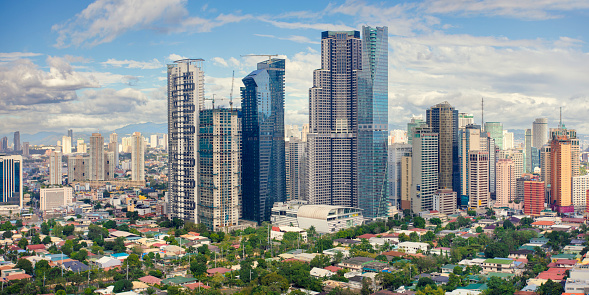 Century City, a mixed-use development in Makati with many tall modern residential buildings like the Trump Tower Manila.