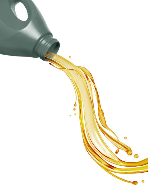 istock Pouring engine oil from a plastic canister isolated on a white background 1492643405
