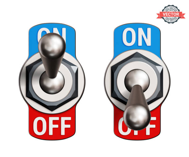 istock Toggle switches or tumblers turned ON and OFF. Realistic 3D vector illustration isolated on white background 1492644329
