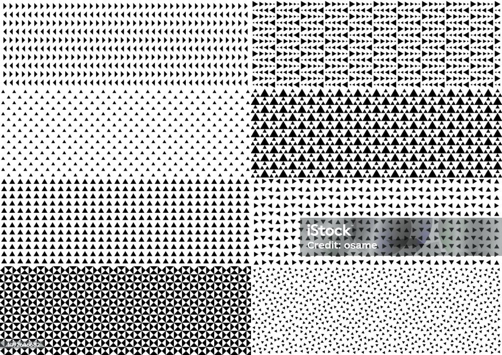Set Of 8 Triangular Seamless Patterns Monochrome Geometric Background ...