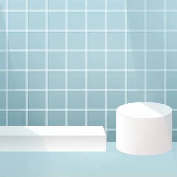 Vector illustration of 3d background products with a minimal podium scene in the bathroom