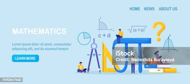 Math Science Concept Tiny Students Characters In Lab Or School Class ...