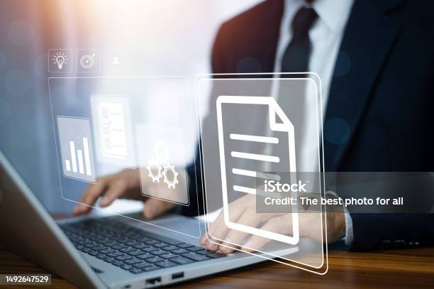 Document Control Visual Pic Documents Management Information System Concept Businessman Using ...