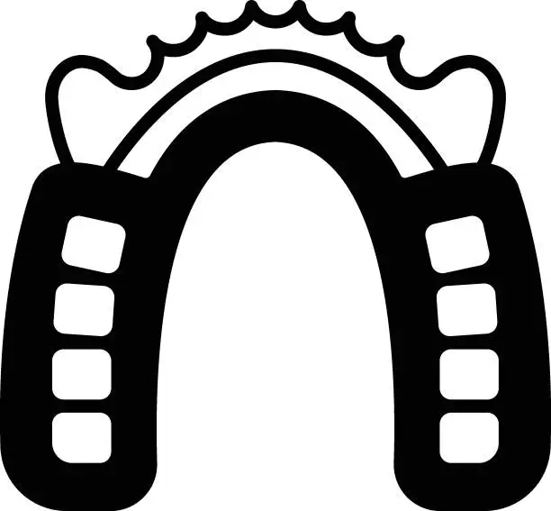 Vector illustration of Dental Plates concept, reconstruct single or many teeth vector icon design, odontology symbol, oral medicine sign, Dental instrument stock illustration