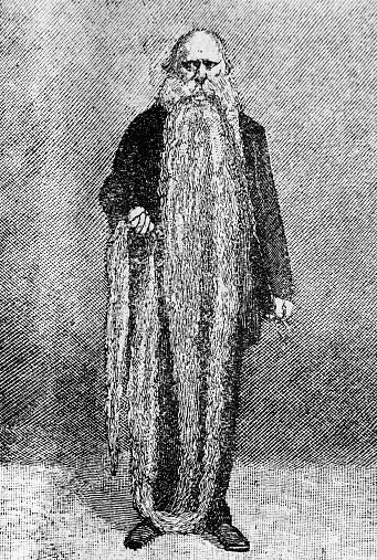 Ludwik Gulon, a man with a long beard in the old book Kilka Slow of Mezkiem Owlosieniu, by L. Neugebauer, 1897, St. Petersburg