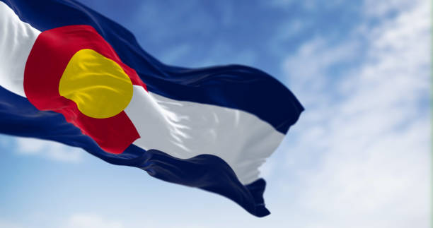 istock Colorado state flag waving in the wind on a clear day 1492648261