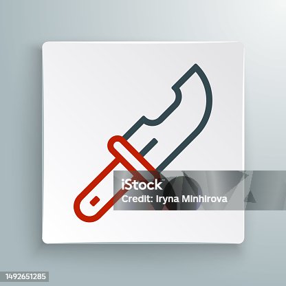 istock Line Hunter knife icon isolated on white background. Army knife. Colorful outline concept. Vector 1492651285