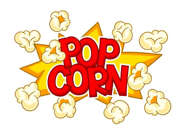 Vector illustration of Background with popcorn. Image of snack food in cartoon style.