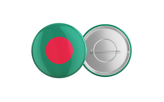 3d Render Bangladesh Flag Badge Pin Mocap, Front Back Clipping Path, It can be used for concepts such as Policy, Presentation, Election.