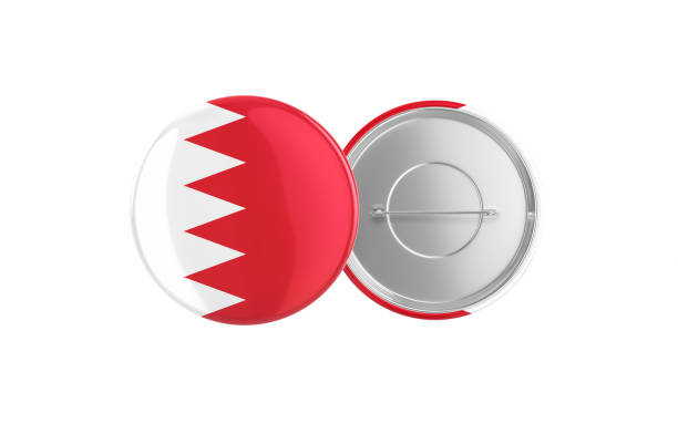 3d Render Bahrain Flag Badge Pin Mocap, Front Back Clipping Path, It can be used for concepts such as Policy, Presentation, Election.
