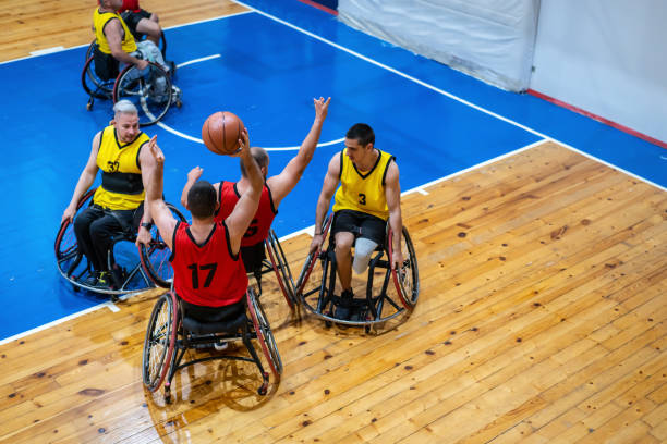 Wheelchair basketball game in progress