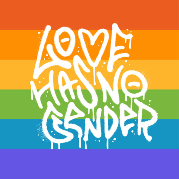 Grunge urban graffiti style LGBT quote - Love has no gender. abstract rainbow flag grafient background. Vector multicolored flag with street art typography for print on textiles, t-shirts, web site. Grunge urban graffiti style LGBT quote - Love has no gender. abstract rainbow flag grafient background. Vector multicolored flag with street art typography for print on textiles, t-shirts, web site hass avocado stock illustrations