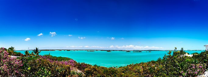 The vivid turquoise waters of Chalk Sound, Providenciales, Turks and Caicos