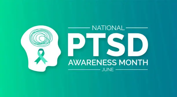 Vector illustration of PTSD Awareness Month background or banner design template celebrated in june. vector illustration.