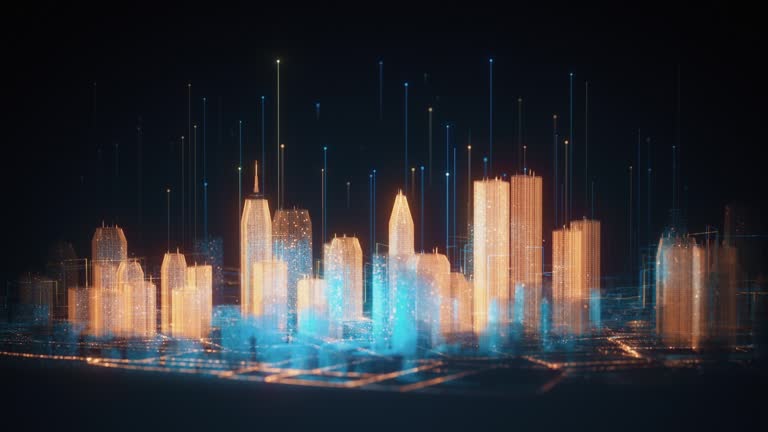 Emerging Digital City Skyline - Hologram, Smart City, Metaverse, Virtual Reality - Multi Colored Version