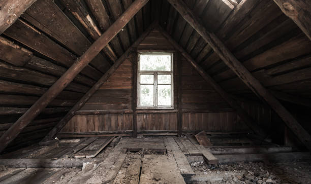 istock Abstract grunge interior, perspective view of an abandoned attic room 1492668058