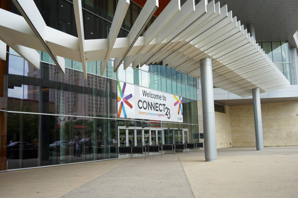 San Antonio Convention Center with banner for Tyler Technologies Connect 2023 stock photo