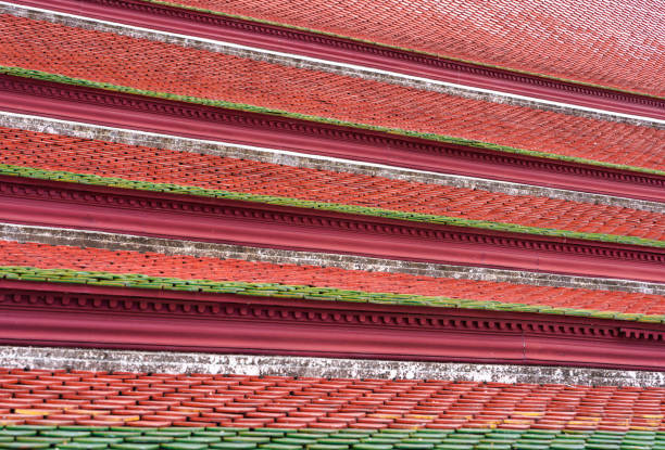 Thai church temple tiled roof layer pattern background