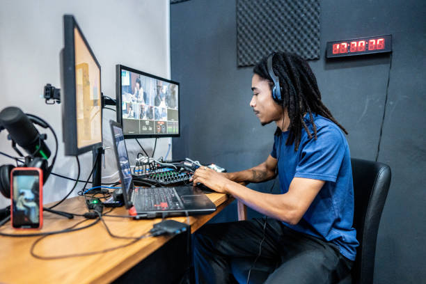 istock Young producer / editor at the backstage of a show 1492676077