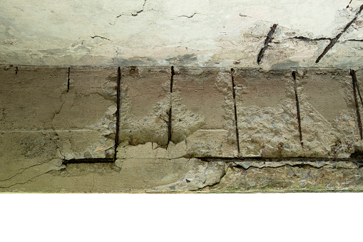 Damages and Cracks structural , Spalling of Concrete slab due to corrosion ,rurted steel rod,Effects of Corrosion in Reinforcement,concrete beam cracks